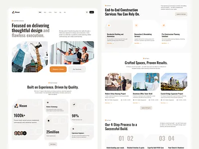 Responsive Construction Company Website Design UIUX Design interface product service startup ui ux web
