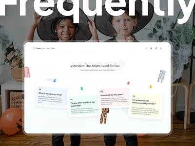 Kids Store - FAQ Section branding colorfului cutedesign designforkids dribbbleshowcase ecommercedesign faqsection figmadesign kidsstore minimaldesign playfuldesign productdesign responsivedesign uidesign uiuxdesign userexperience userinterface uxdesign visualdesign webdesign