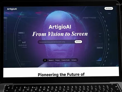 Full Landing Page for ArtigioAI – From Vision to Screen ai platform awwward clean design creative tech creativetools designwithpurpose freelance designer generative ai landing minimal ui motion design product design product lunch ui uiux ux design visual story telling web design