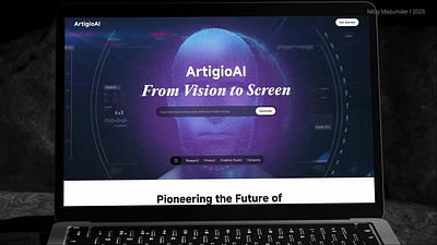 Full Landing Page for ArtigioAI – From Vision to Screen ai platform awwward clean design creative tech creativetools designwithpurpose freelance designer generative ai landing minimal ui motion design product design product lunch ui uiux ux design visual story telling web design