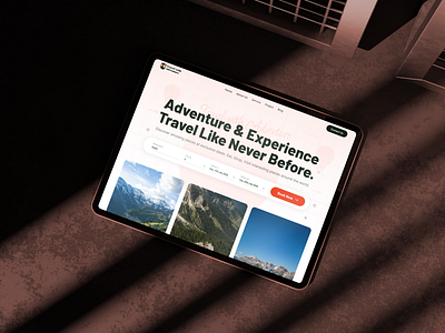Adventure Awaits – Modern Travel Landing Page Design adventuredesign bookingapp cleandesign designfortravel destinationpage figmadesign interfacedesign landingpage minimalui modernui responsivedesign tourism travelagency travelinspiration travelui travelwebsite uiux uxdesign vacationdesign webdesign