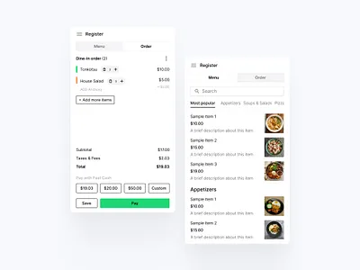 Mobile Point of Sale (PoS) UI Design b2c checkout figma product design saas ux