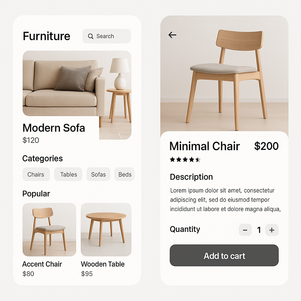 Furniture App Design app design furniture furniture app graphic design iphone mockup mobile mobile app mobile app design mobile design new ui ui design ui ux uiux update ux ux design viral