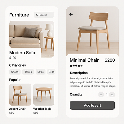 Furniture App Design app design furniture furniture app graphic design iphone mockup mobile mobile app mobile app design mobile design new ui ui design ui ux uiux update ux ux design viral