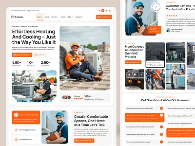 Air Conditioning & Heating HVAC Website Template ac installation company ac service acrepair acrepair website air conditioning cooling heating company heating installation homepage hvac hvac website landing page maintenance uidesign uiux web design website