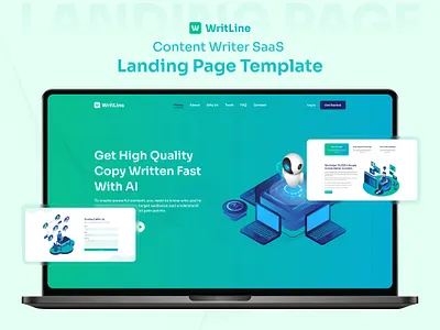 WritLine – AI Content Writer SaaS Landing Page Template ai ai content bootstrap content writer css3 design designtocodes landing page landing page template one page saas saas landing template saas template template ui writer landing page