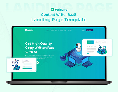 WritLine – AI Content Writer SaaS Landing Page Template ai ai content bootstrap content writer css3 design designtocodes landing page landing page template one page saas saas landing template saas template template ui writer landing page