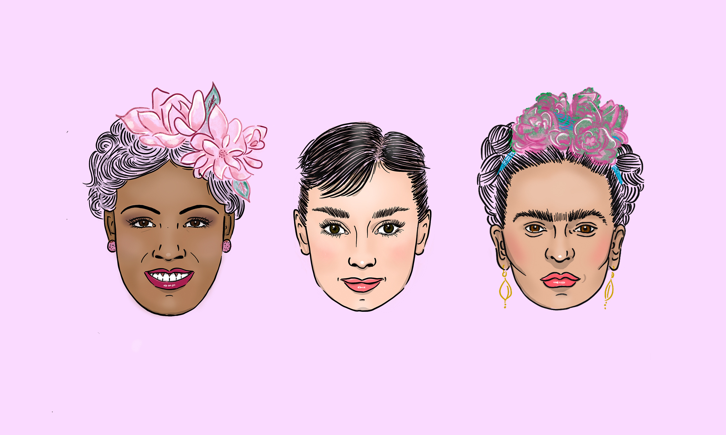 Women of the Arts drawing historical figure icon illustration portrait vector