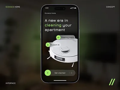 Vacuum Cleaner App Design Concept android cleaning design green home ios iot mobile mobile app product design smart ui ux vacuum