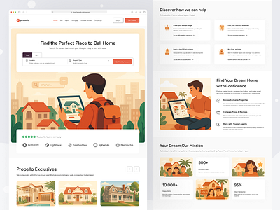 Real Estate Landing Page with Search Focus agent apartment buy dashboard details explore filter home housing inquiry listing location map neighborhood pricing property realestate rent search viewing