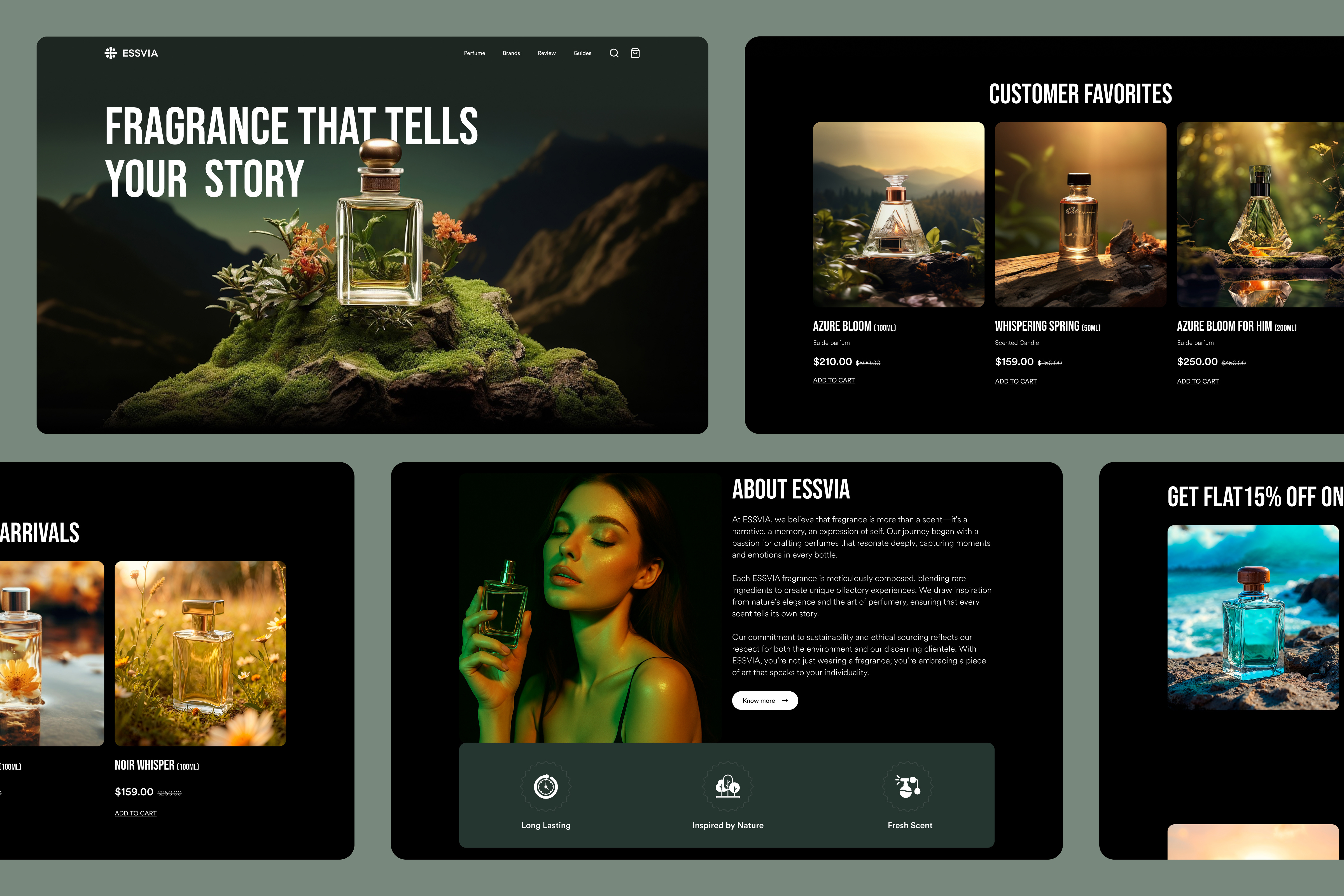 ESSVIA - Perfume Landing Page Design branding chanel ecommerce ecommerce website fragrance landing page landing page design minimal online shop parfum perfume perfume landing page perfumery scent shop smell uiux web design website website design