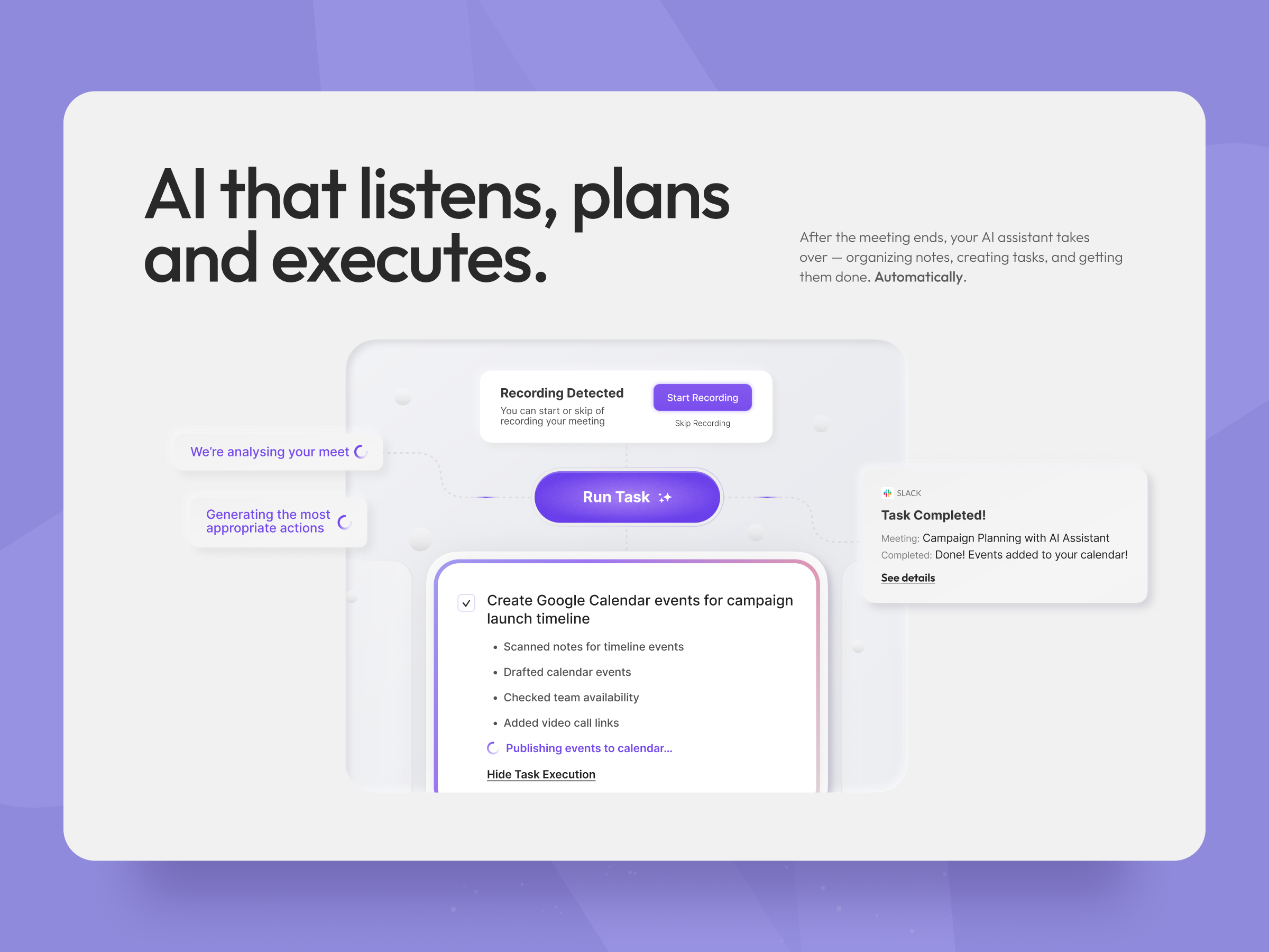 AI-Powered Notetaker - From Meeting to Execution ai assistant ai notetaker concept design notetaker powered by ai saas ui ui uiux ux webdesign website