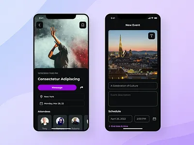 Social Vibe Mobile App - Event application clean dark theme design drumncode interface mobile mobile app mobile app design social ui ui kit ux web development