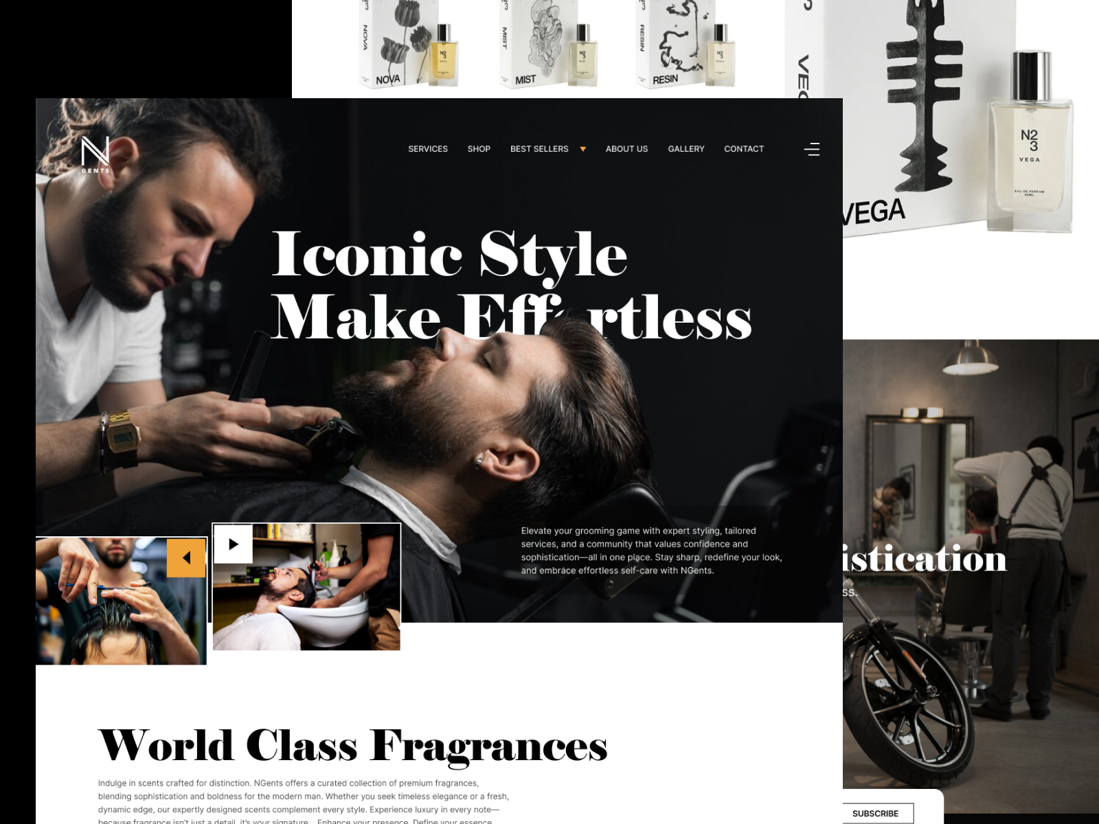 NGents - Salon Website ReDesign Sample // Case Study booking concept design display ecommerce fragrances men men salon mobile app mobileui online salon salon booking shop showcase style ui web website