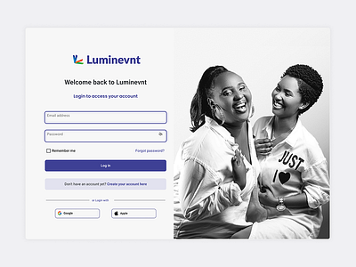 Luminevnt Login Page event graphic design interface login page product design tab ui ux web webpage website