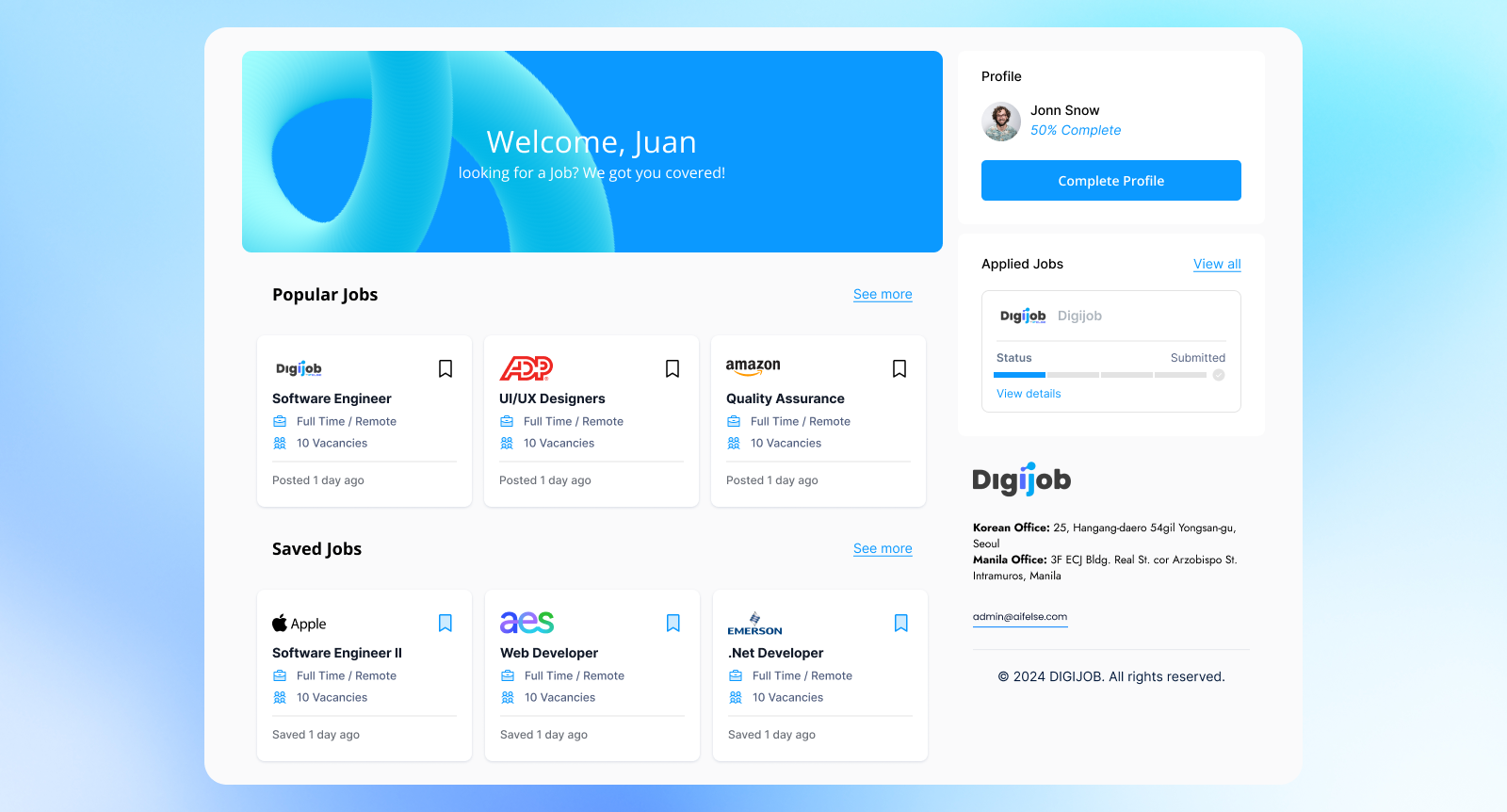 Talent Job finder clean design crm dashboard minimalist design