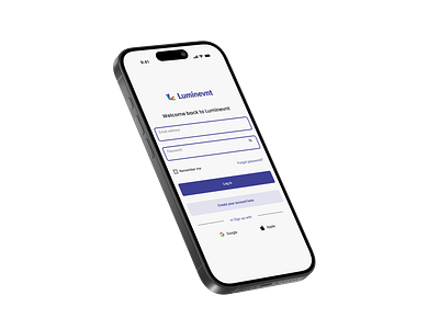 Luminevnt Login Page app design interface login page mobile app product design ui