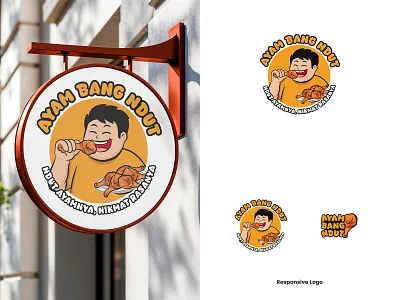 Ayam Bang Ndut – Traditional Fast-Food Restaurant beverage brand design branding fast food food food and beverage food wrap fried chicken logo mockup packaging paper wrap restaurant sticker tshirt umbrella