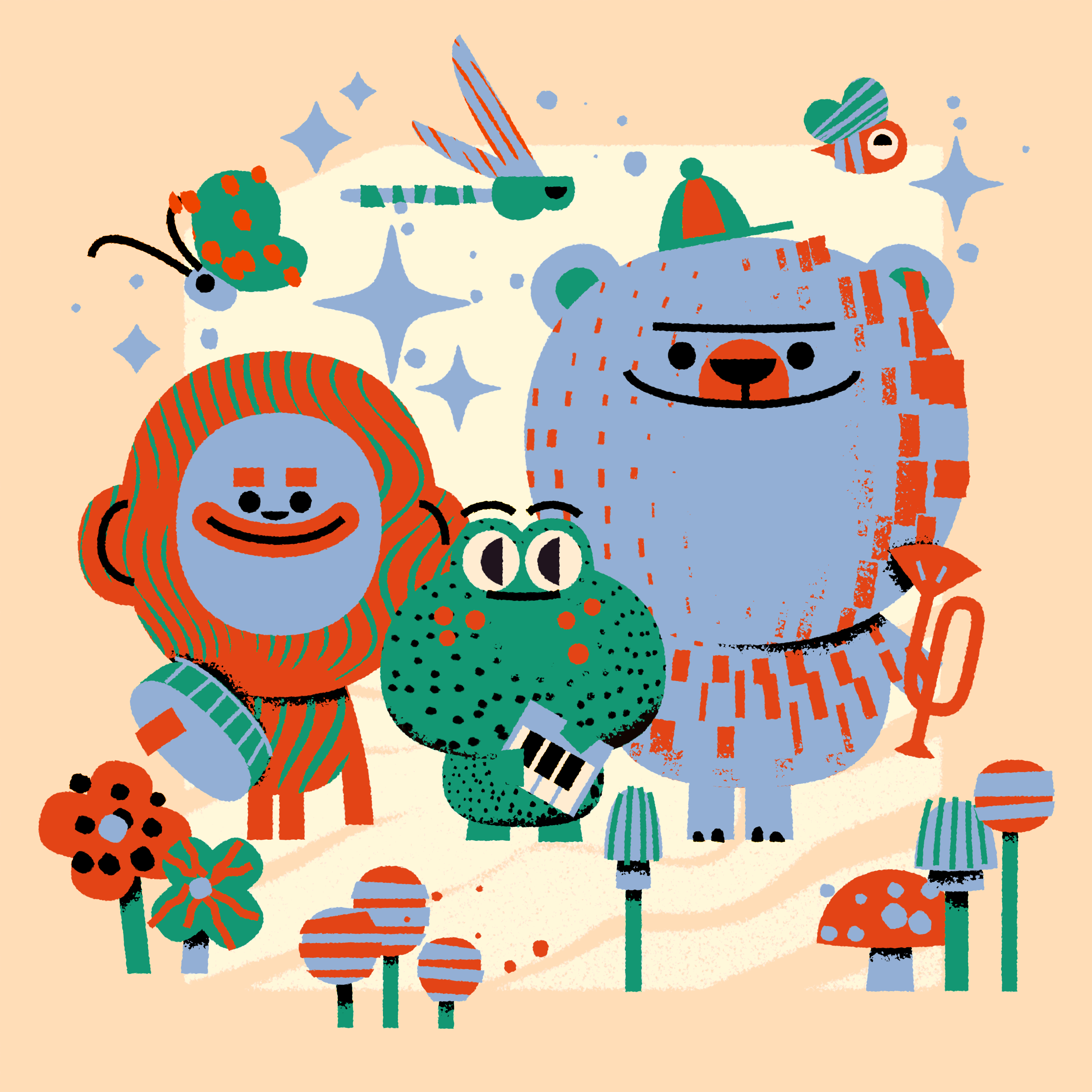 Forest Orchestra bear character character design children book forest frog illustration monkey