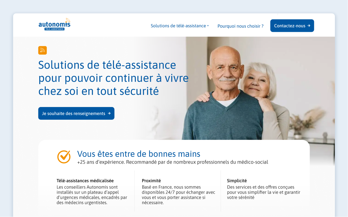 Website of a telecare service provider b2c best design branding design figma graphic design safety site web telecare ui website wordpress