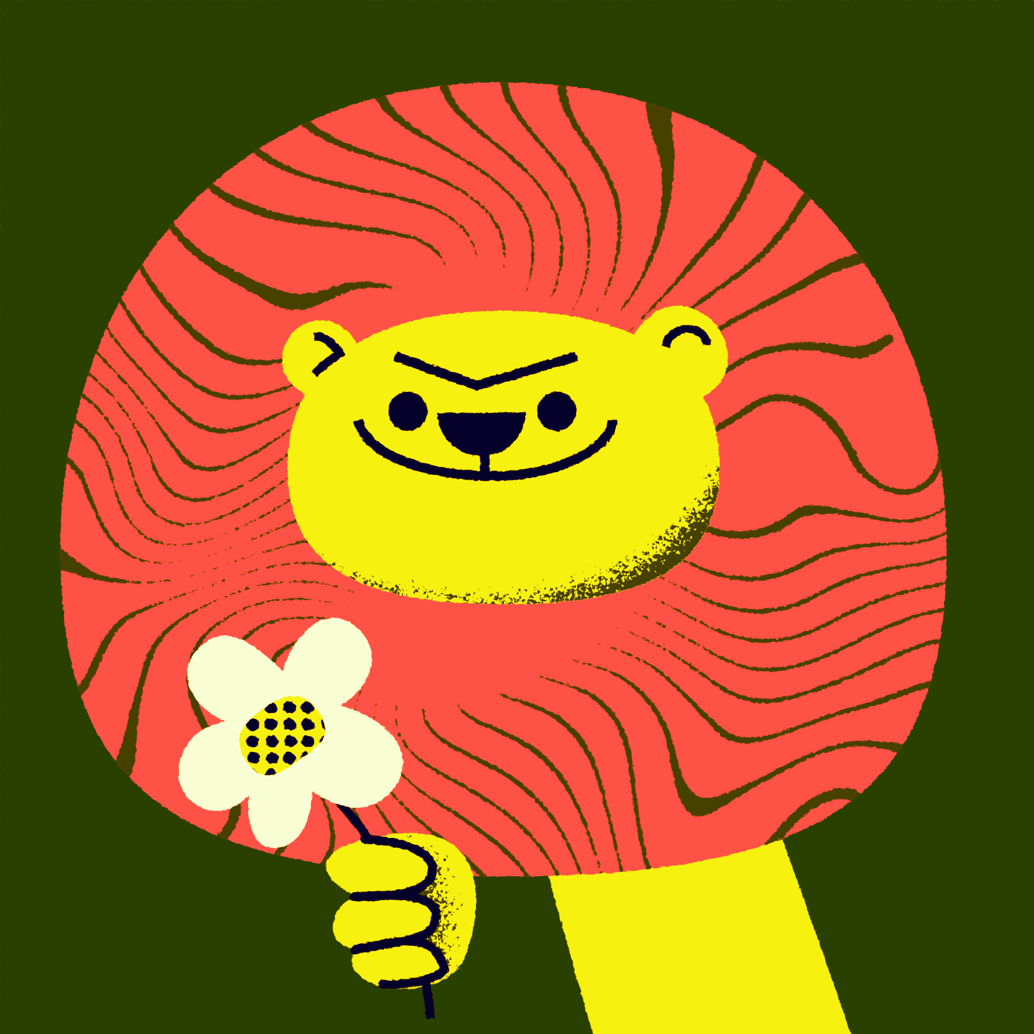 Lion animals character character design children flower illustration lion minimal