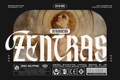 Zentras Typeface blackletter design font fonts letteing typeface