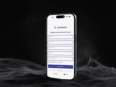 Create Account Page app create account design interface mobile phone product design ui uiux