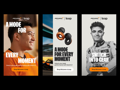McLaren x Loop Earplugs ads collab composition design f1 graphic graphic design layout motorsport performance ads racing typography