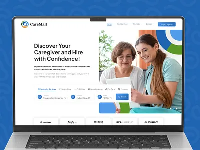 CareMall – Compassionate Care Meets Seamless Design care giver portal care giving agency care provider directory care service caregiver caregiving platform caregiving website caretaker caretakers platform design elder care healthcare web design home health agency landing page logo medical website modern web design ui ux design web design