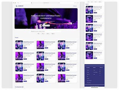 Event List Page app design event event list interface product design ui uiux website