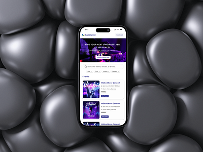 Event Listing Page app design event event page interface list mobile design product design ui