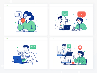 Online Conference Platform – Modular Illustration Concept #5 agenda audience call conference discussion event host invite join meeting moderator networking panel presentation schedule speaker stage talk video webinar