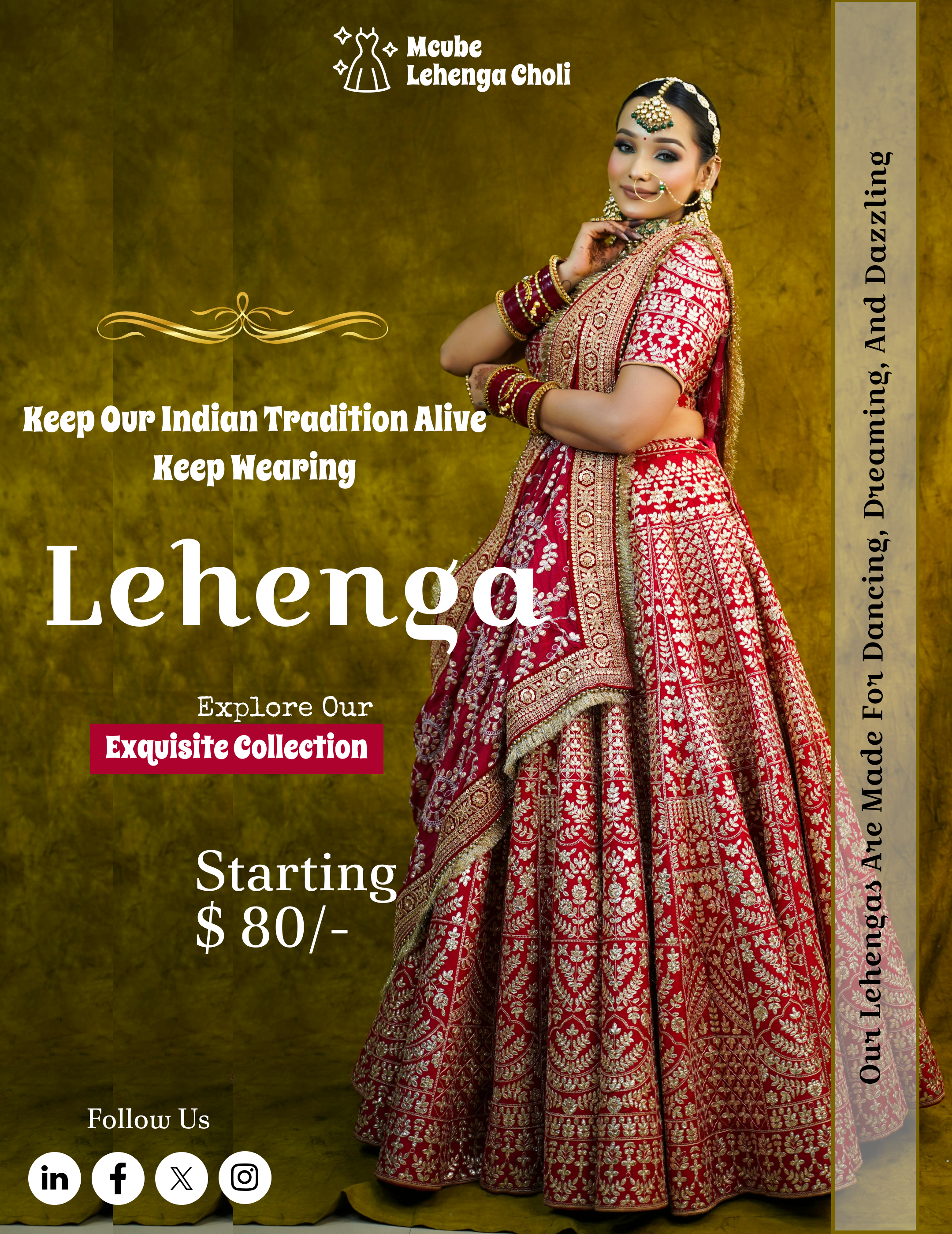 Lehenga Poster Design 3d animation branding design festive fashion art figma graphic design illustration logo motion graphics ui website