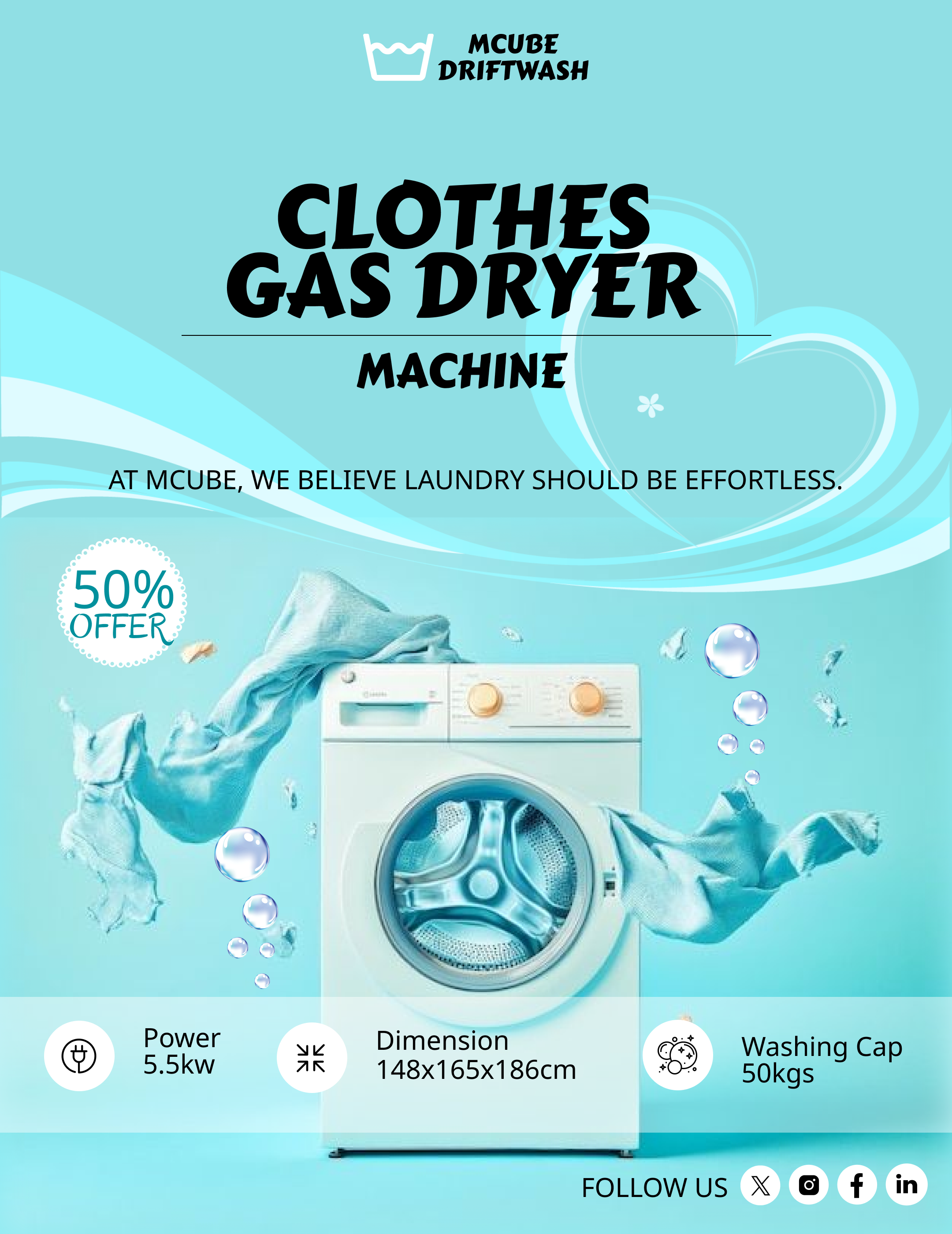 Clothes Gas Dryer Poster Design 3d alcohol art print animation augmented reality branding design electronics branding figma graphic design illustration landing page logo motion graphics responsive design single page design ui uiux vector web design website
