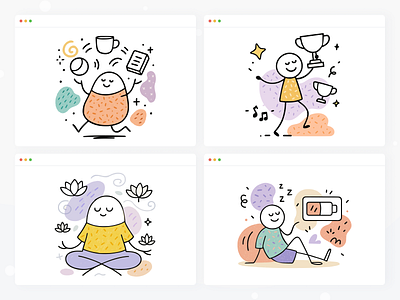 Time Tracking UI Illustrations – Clean & Friendly #6 calendar clock deadline efficiency focus interval log management overview productivity reminder routine schedule session task time timeline timer tracking workflow