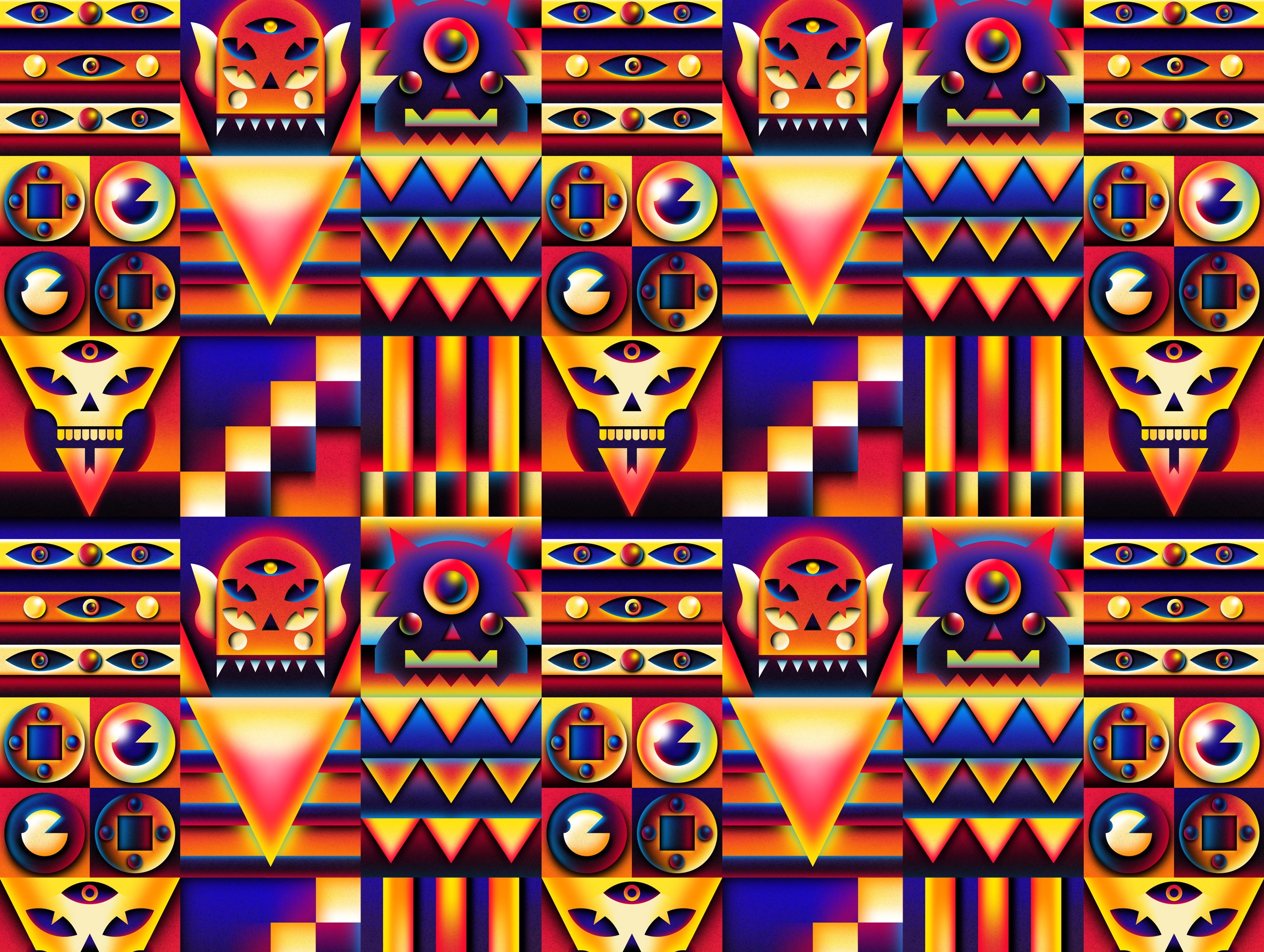 Myopia abstract colorful creatures geometric graphic design illustration monsters pattern