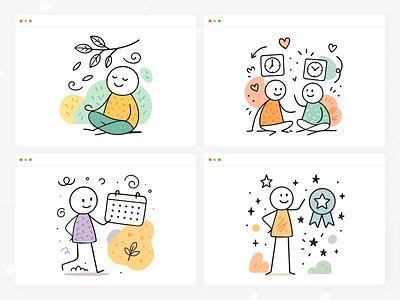 Time Tracking UI Illustrations – Clean & Friendly #7 calendar clock deadline efficiency focus interval log management overview productivity reminder routine schedule session task time timeline timer tracking workflow