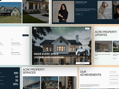 Elegant Real Estate Website about us section clean design client testimonial design creative hero section design cta section faq section footer design hero section design landingpage minimaldesign modernrealestate morden and treading design mvp design our achievements section propertywebsite real estate blog servicecards services section ui