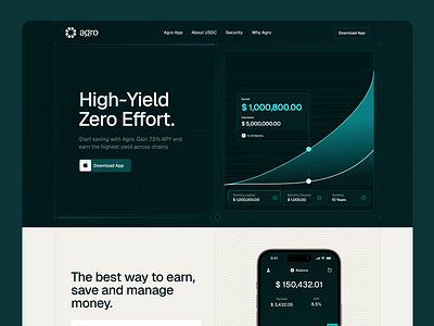 Agro Landing Page app design branding desktop finance geometry landing page minimal mobile savings ui ux webdesign website