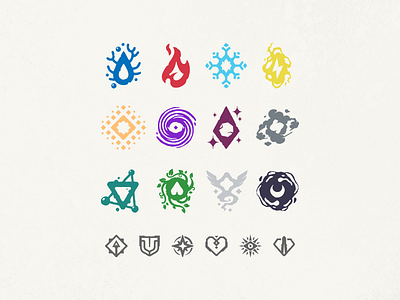 Elemental Icons and Classes boardgame cardgame elemental fantasy graphic design illustration minimal tcg ui vector videogame
