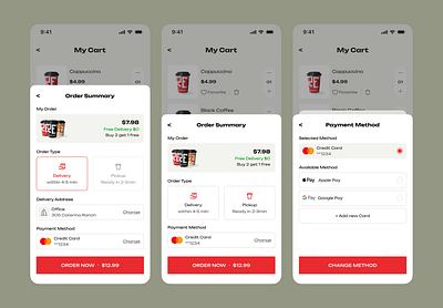 Order Summary - Brew cart checkout coffee coffee shop e commerce order order app order summary payment method