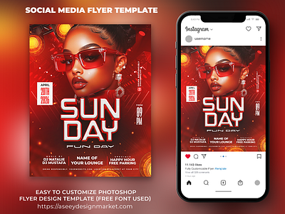 Sunday Night Club Party PSD Flyer Template flyer flyer design flyertemplate freelancedesigner graphic design graphicdesigner night club night club flyer party flyer social media flyer sunday