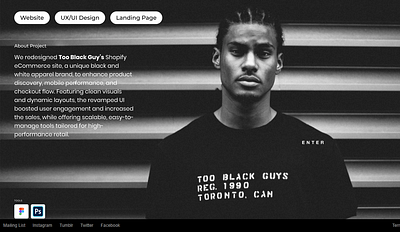 Shopify Ecommerce Store for Black Apparel ecommerce figma landing page shopify ui