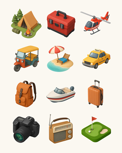 3D isometric icon set, AI generated 3d ai collection graphic design icon illustration isometric pack realistic set