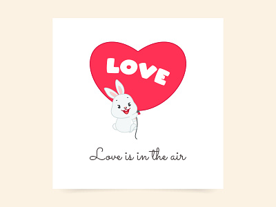 Valentine day card with cute little bunny 2d balloon bunny card cartoon celebration character cute greeting heart illustration kawaii love pet valentine valentine day vector