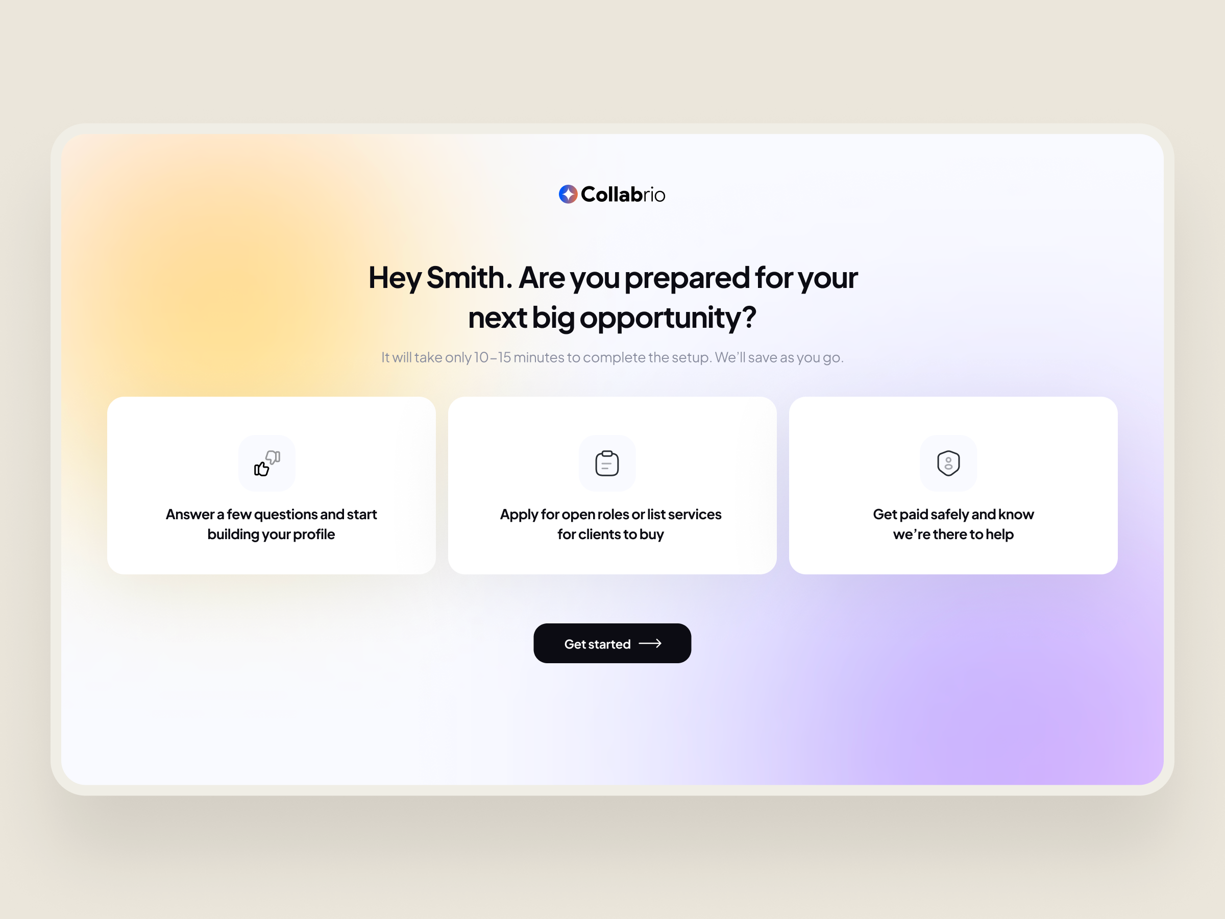 Example of Collabrio: for projects teamwork