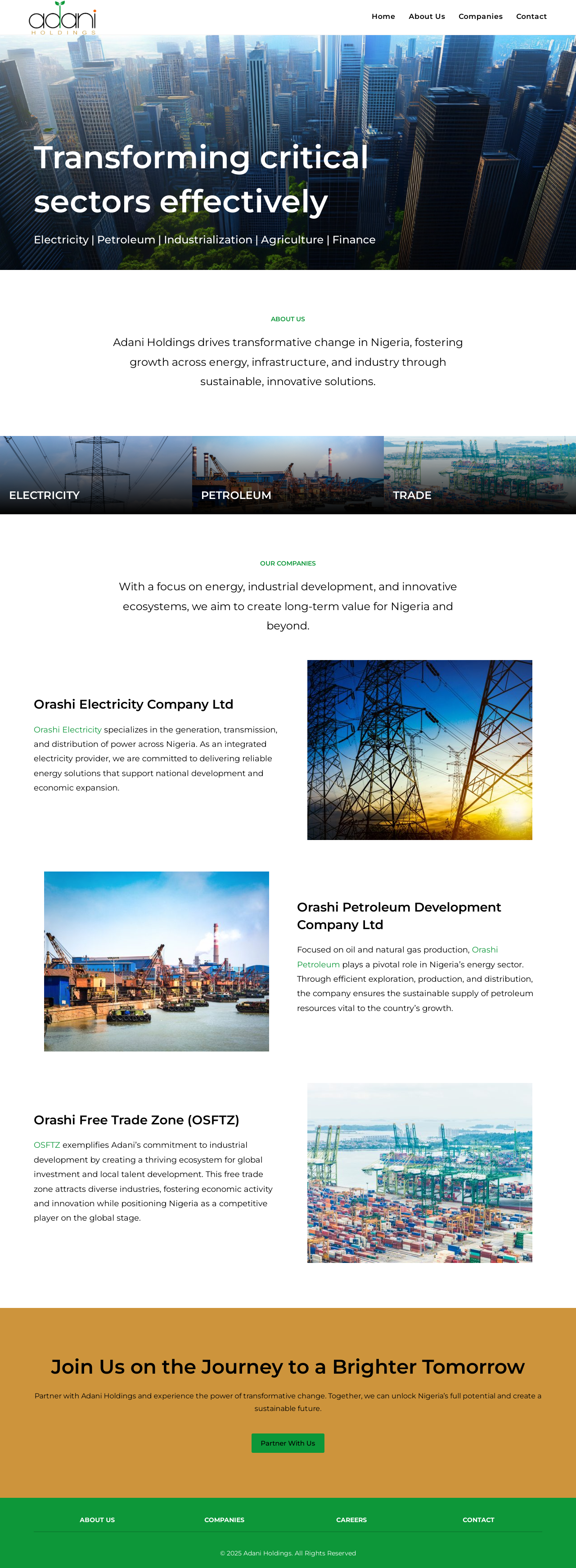 Adani Holdings branding elementor ui wordpress