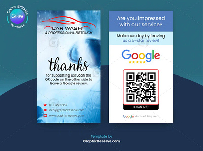 Car Wash Google Review Request Business Card Template car wash business card car wash marketing business card car wash review request card