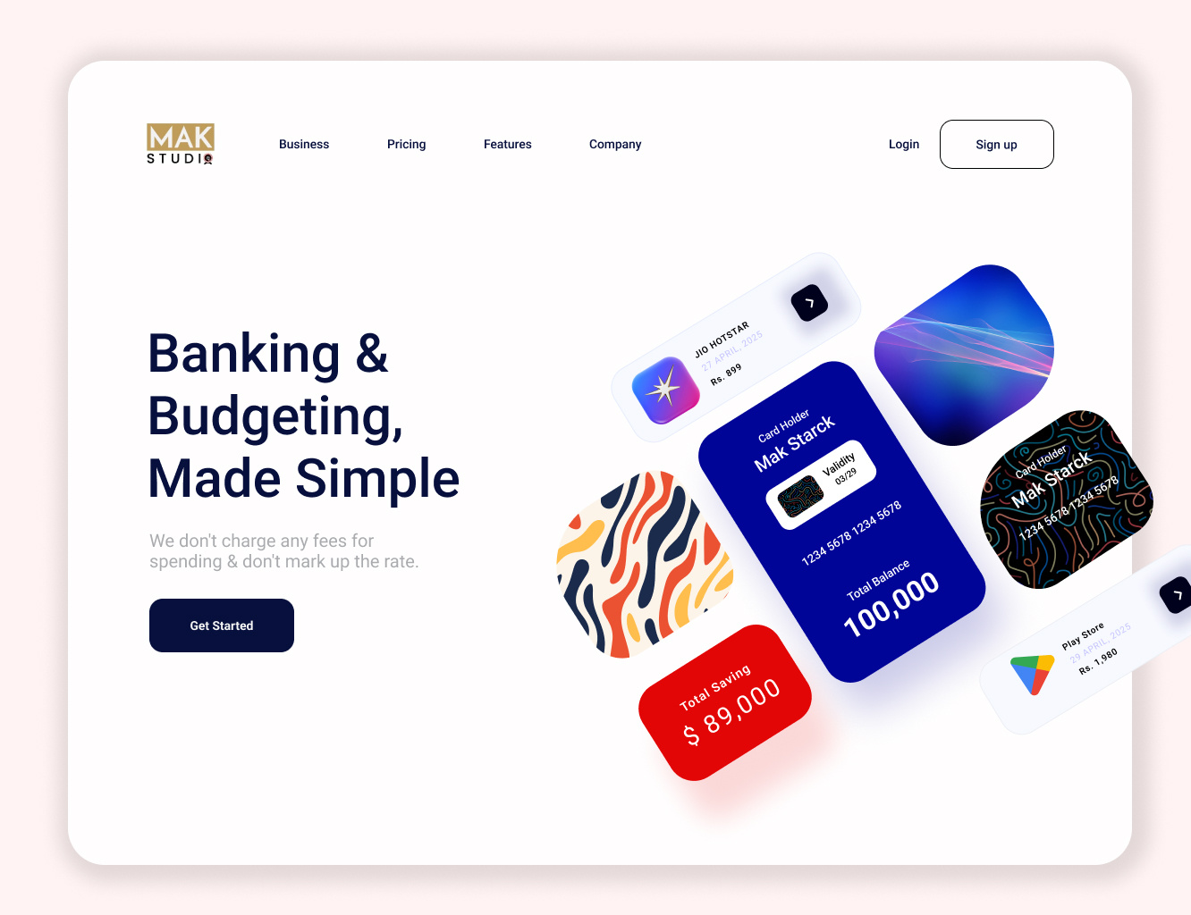 Web Layout Credit Card branding credit card web dailyui figma graphic design layout product design ui ux vector web design web layout