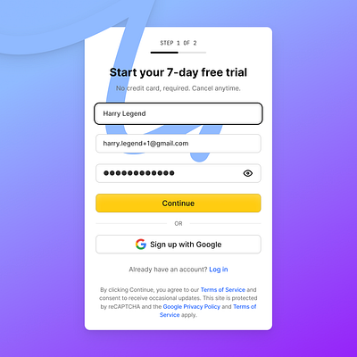 Start your trial, get signed up design figma layout signup trial ui ux